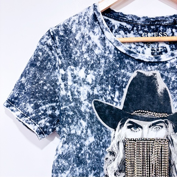 GUESS Grey tie-dye t-shirt with cowgirl and diamond fringes - Picture 3 of 8